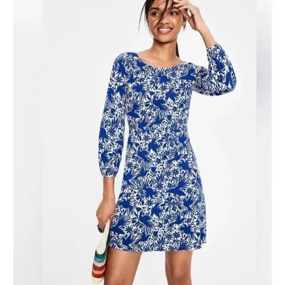 NEW BODEN Lucie Jersey Tunic Size 4 Blue Bird Print - Picture 2 of 11